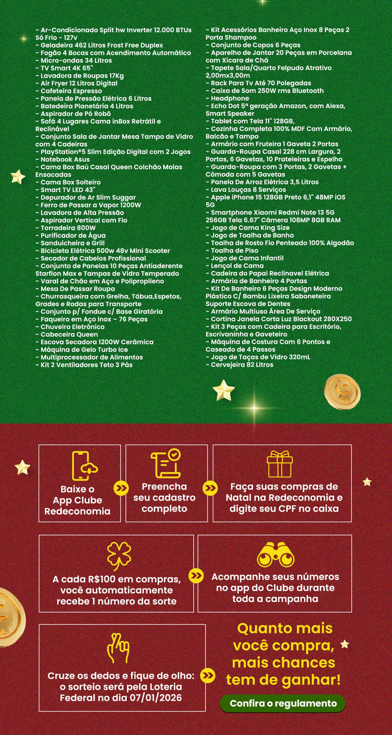 Campanha de Natal Redeconomia — lista de prêmios da promoção